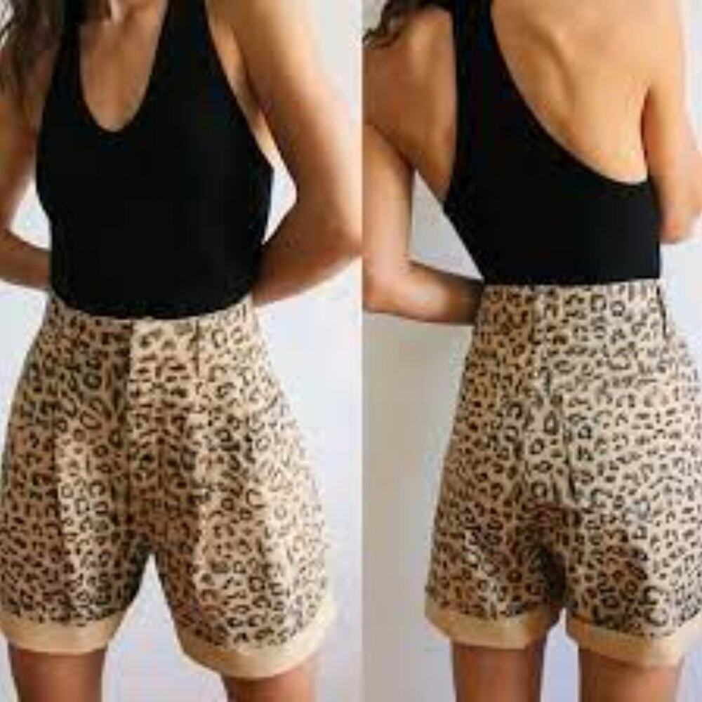 We The Free People Dogtown Cheetah Print Cutoff High Rise Shorts Size 24 NWT